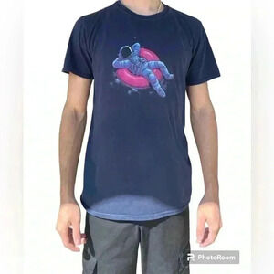 Black Matter unixes T-shirt blue size M astronaut design used in good condition